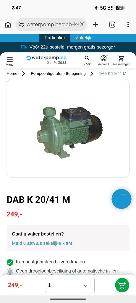 DAB k20/41t 2 stuks pompen, Tuin en Terras, Waterpompen, Ophalen, Gebruikt, Elektrisch, Besproeiingspomp