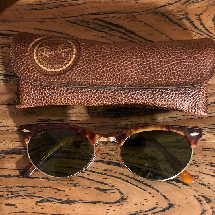 Vintage B&L Ray-ban Clubmaster Oval Max W1265 zonnebril OM1, Zonnebril, Bruin, Ophalen of Verzenden, Zo goed als nieuw