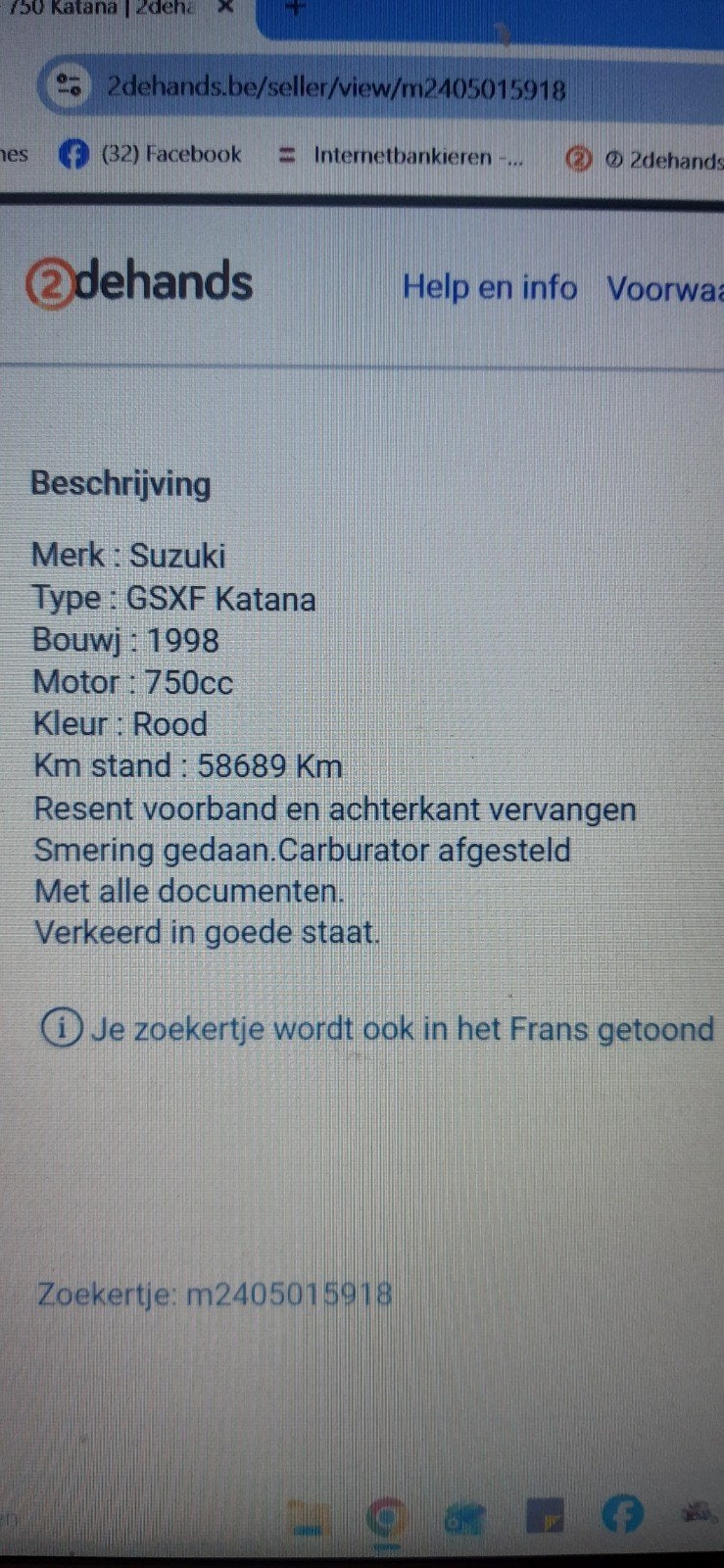 Suzuki GSXF 750 Katana, Motos, Motos | Suzuki, Particulier