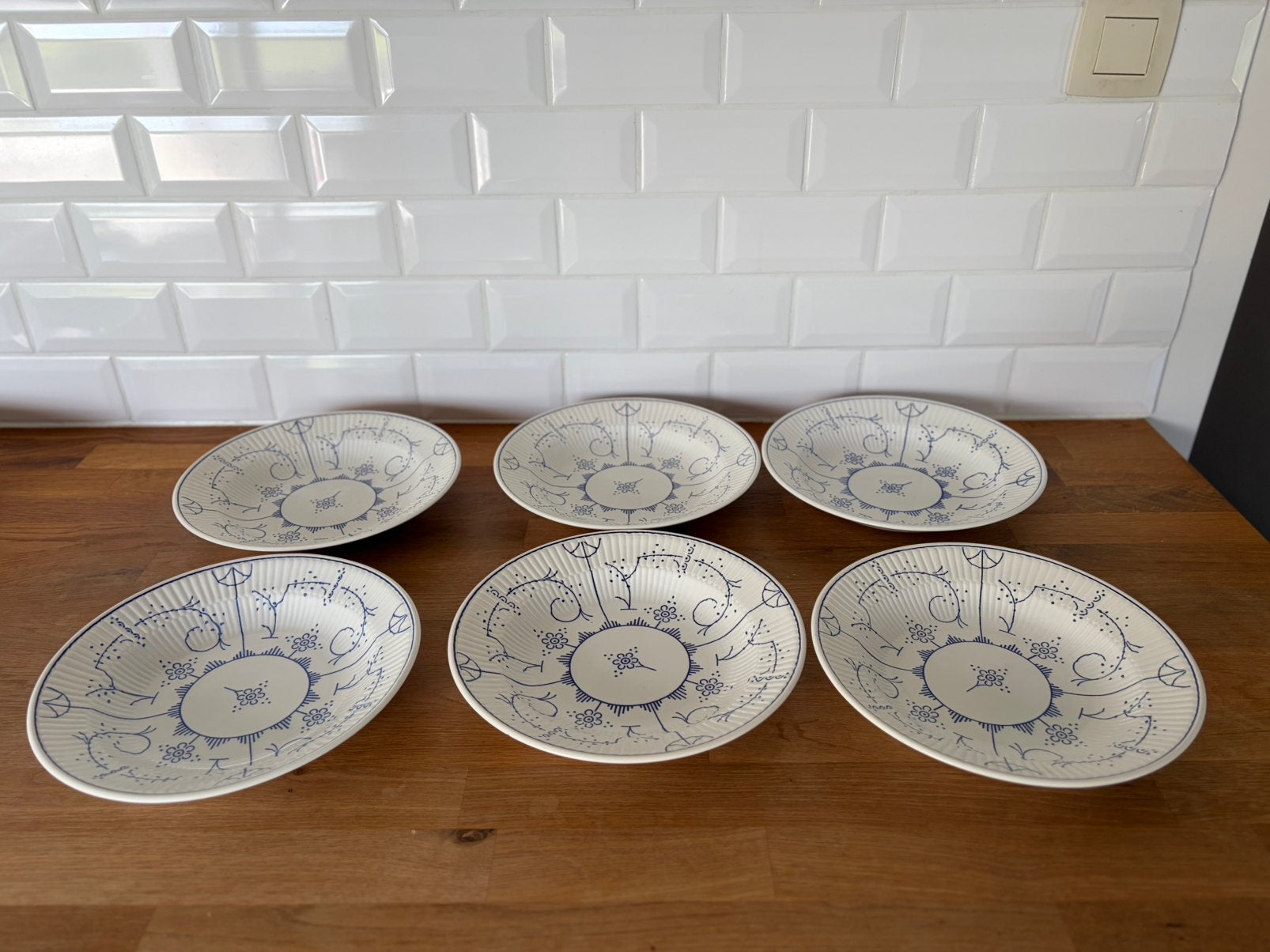 6 assiettes profondes Boch Copenhague, Antiquités & Art, Enlèvement