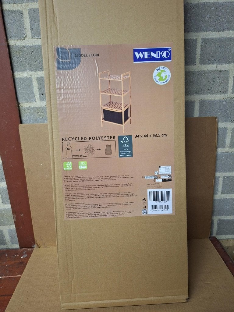 WENKO Ecori badkamerrek – 3-laags bamboe badkamer opbergrek, Huis en Inrichting, Badkamerrek, Bruin, Overige merken, Nieuw
