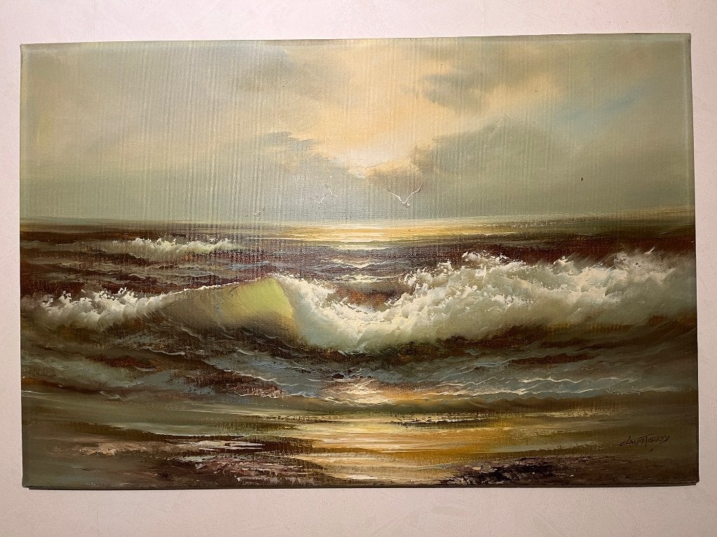 Claude Terray - Olieverfschilderij - Zeelandschap, Ophalen of Verzenden, Gesigneerd, Olieverf, Landschap