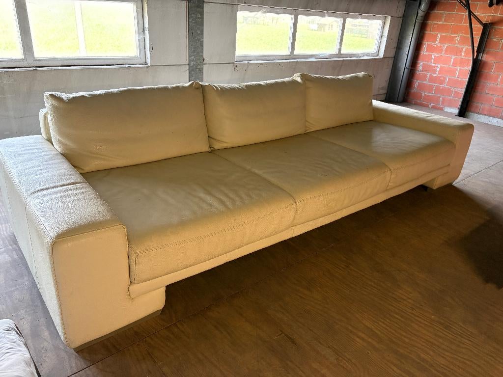 ZETEL 3-4 ZIT LEDER WIT, 100 à 125 cm, 300 cm ou plus, Banc droit, Comme neuf