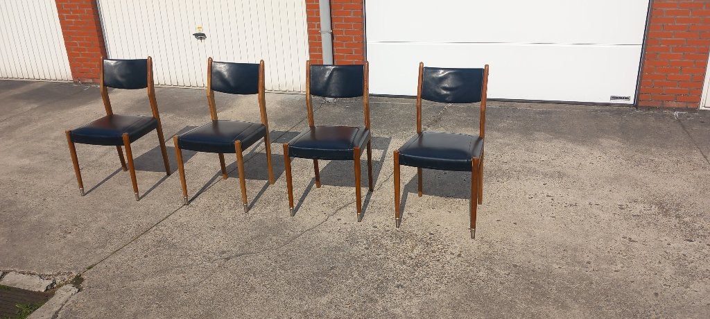 Set van 4 Vintage stoelen – Scandinavische Stijl (Jaren '60), Huis en Inrichting, Stoelen, Ophalen, Gebruikt, Zwart, Vier
