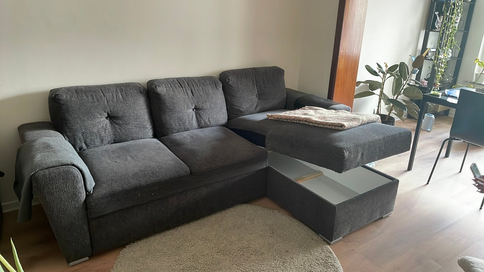 Uitklapbare zetel in nieuwstaat, Huis en Inrichting, Zetels | Complete zithoeken, Ophalen, Zo goed als nieuw, Stof