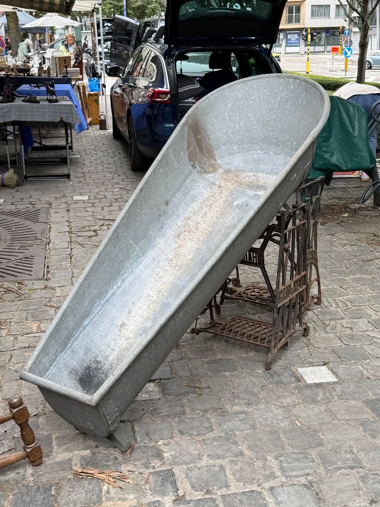 Zinken badkuip, Ophalen, Gebruikt, Metaal, Tuin