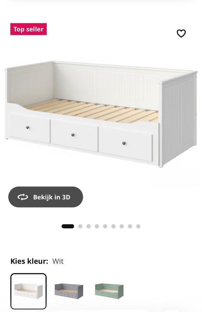 Ikea bedbank, Ophalen, Gebruikt, Eenpersoons, Wit