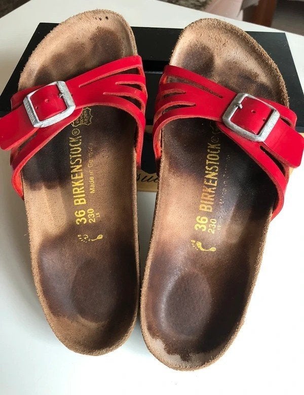 Tongs Birkenstock taille 36, Rouge, Enlèvement ou Envoi, Porté, Sandales de bain