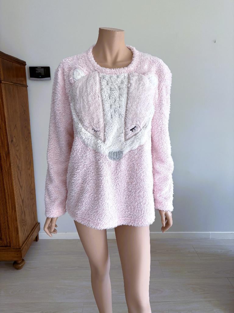 Hunkemöller fluffy home sweater L superzacht & cosy, Verzenden, Maat 42/44 (L), Zo goed als nieuw, Roze