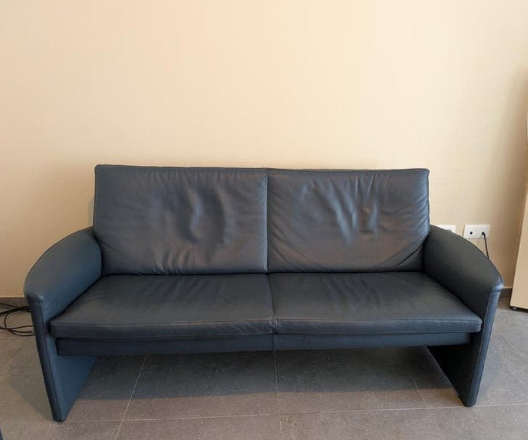 Leolux Antipode designbank – Donkerblauw leder – Uitstekende, Ophalen, 150 tot 200 cm, Zo goed als nieuw, Leer