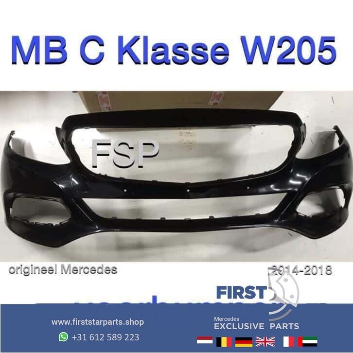W205 C Klasse voorbumper zwart origineel Mercedes 2014-2018, Gebruikt, -, Voor, Ophalen of Verzenden