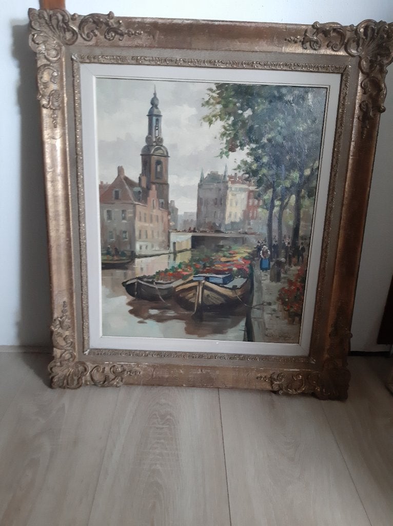 Schilderij van W. Lichtschlag, Antiquités & Art, Art | Peinture | Classique, Peinture à l'huile, Toile, Enlèvement, Encadré
