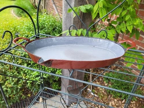 Poêle à poisson/rôtissoire émaillée vintage — orange — 34 cm, Enlèvement