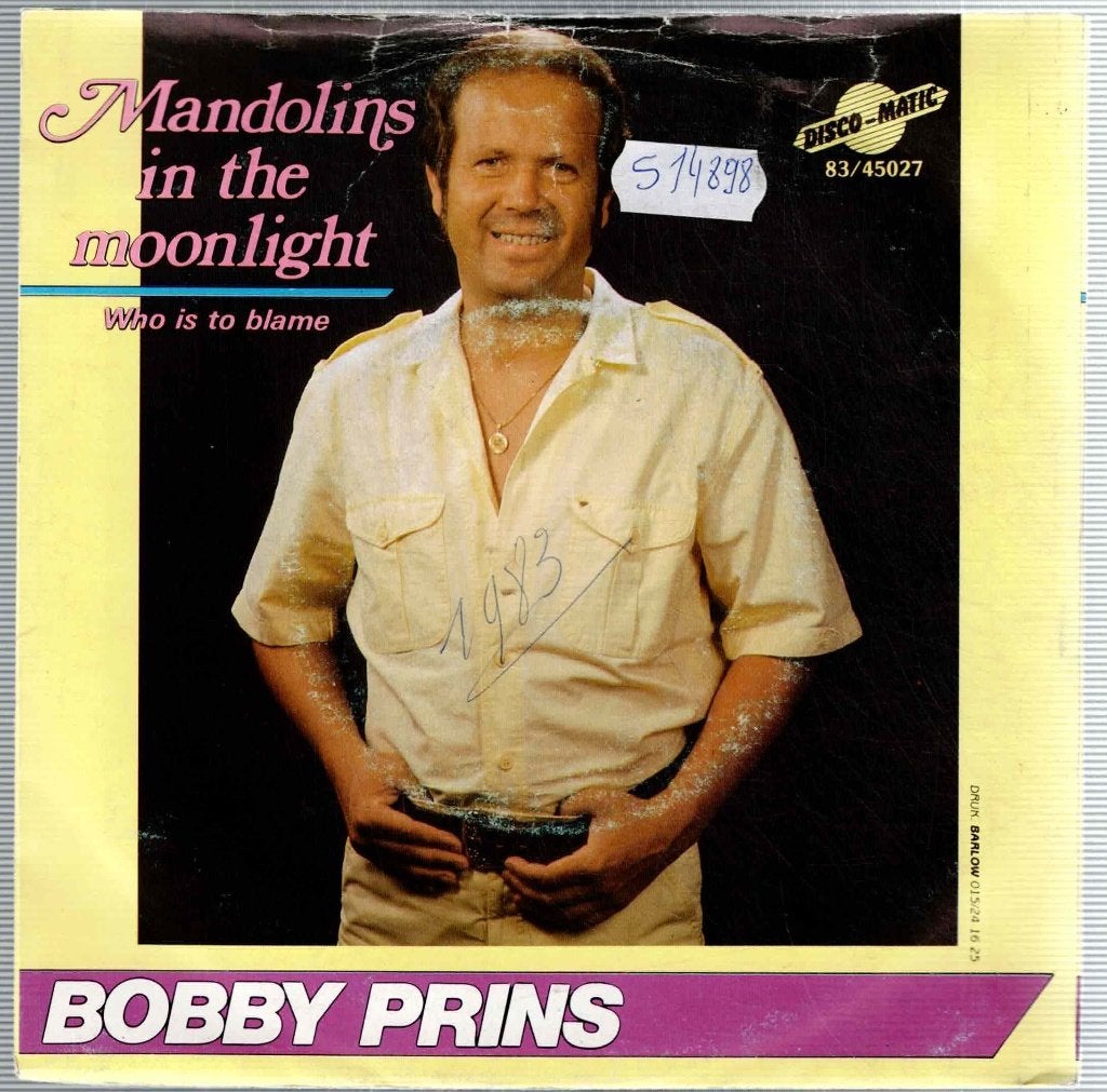Vinyl, 7"   /  Bobby Prins – Mandolins In The Moonlight, Ophalen of Verzenden, Overige formaten, Overige typen