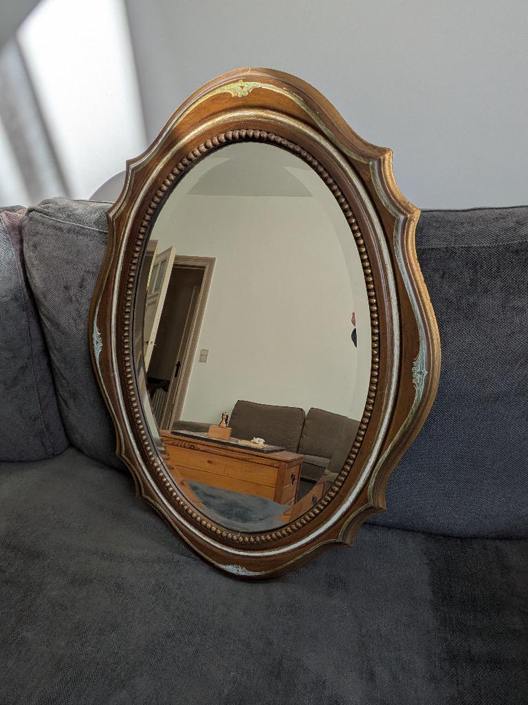 2 Miroirs Anciens, Enlèvement ou Envoi, Ovale, Moins de 50 cm, Moins de 100 cm