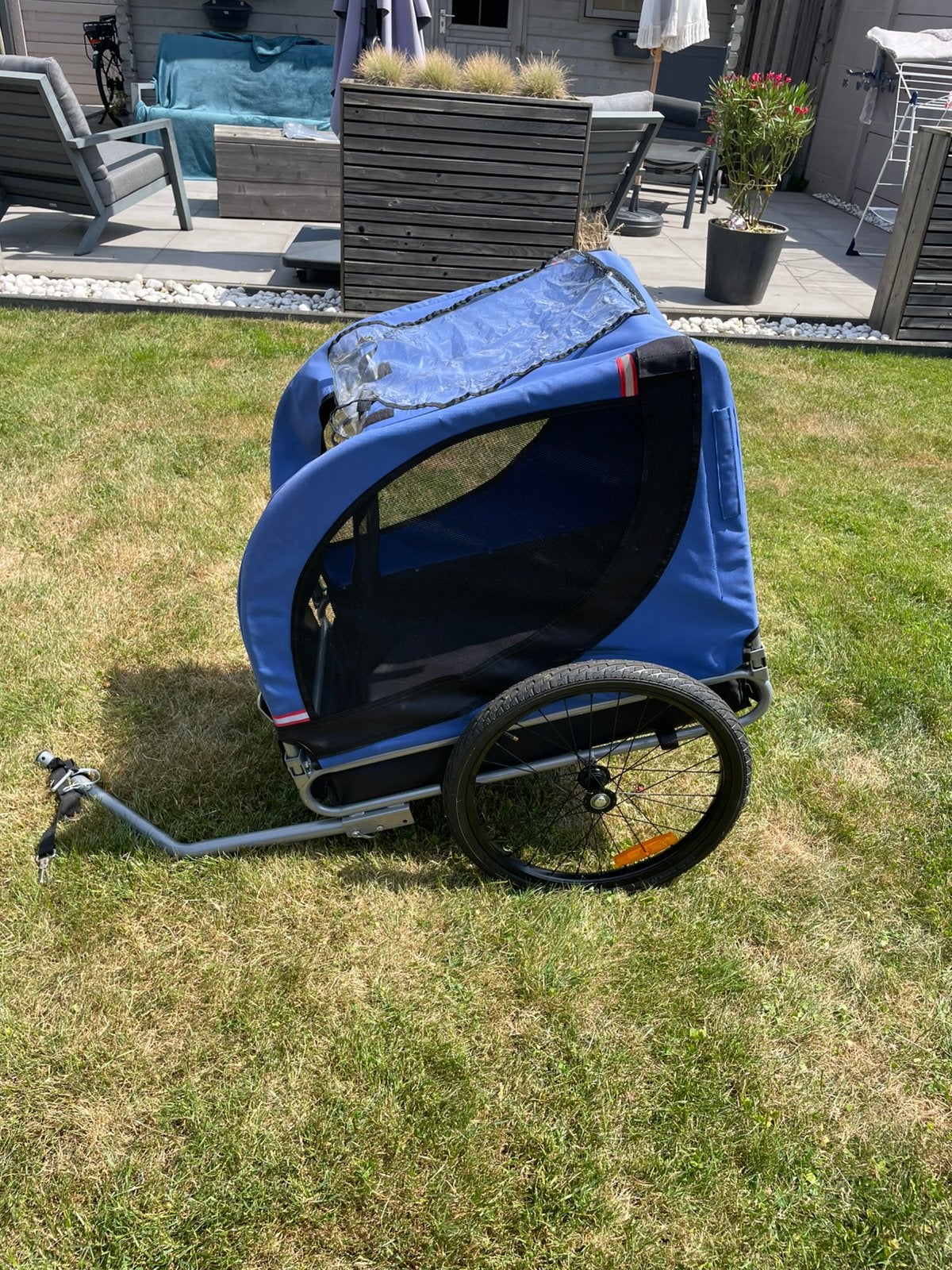 Fietskar hond blauw medium, Fietsen en Brommers, Ophalen, Gebruikt, Hondenkar, 20 tot 40 kg