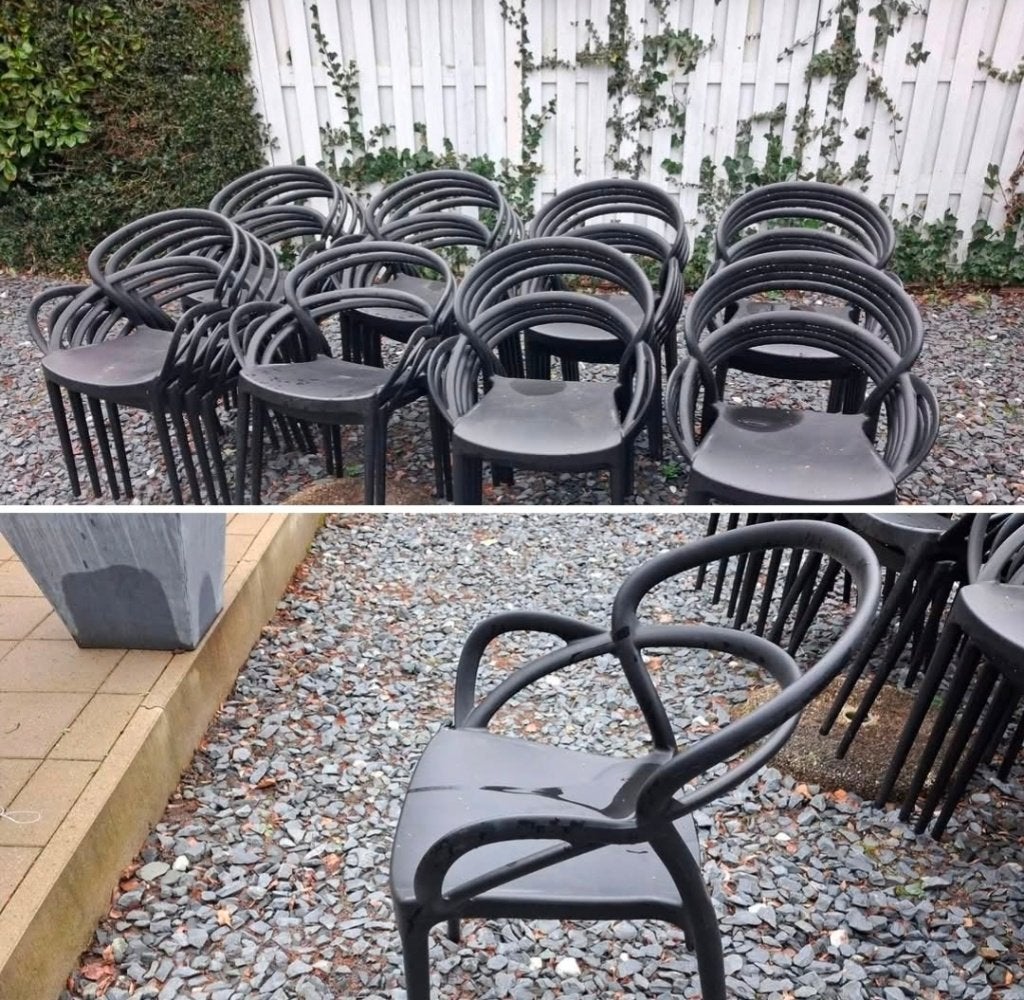 30 terrasstoelen, stapelbaar, Ophalen