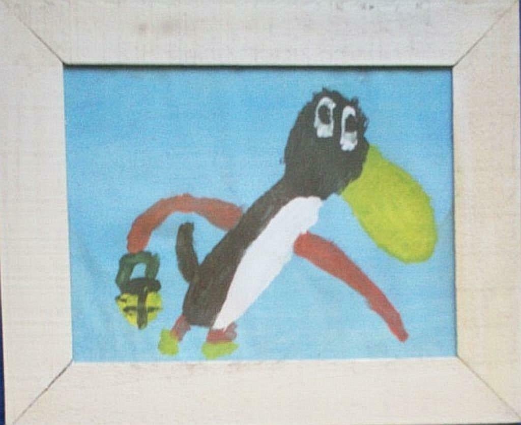 Onverm. Maker / inspirator K. Appel gouache "Vrolijke Vogel", Ophalen