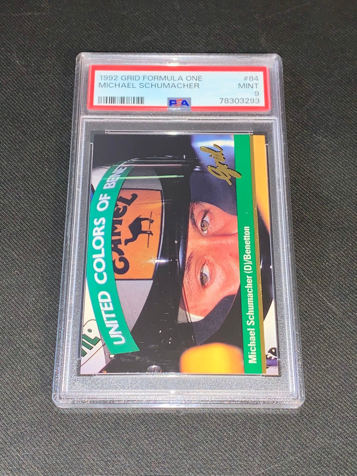 1992 GRID FORMULA ONE MICHAEL SCHUMACHER #84 MINT PSA 9 Card, Ophalen of Verzenden, Zo goed als nieuw, Plaatje