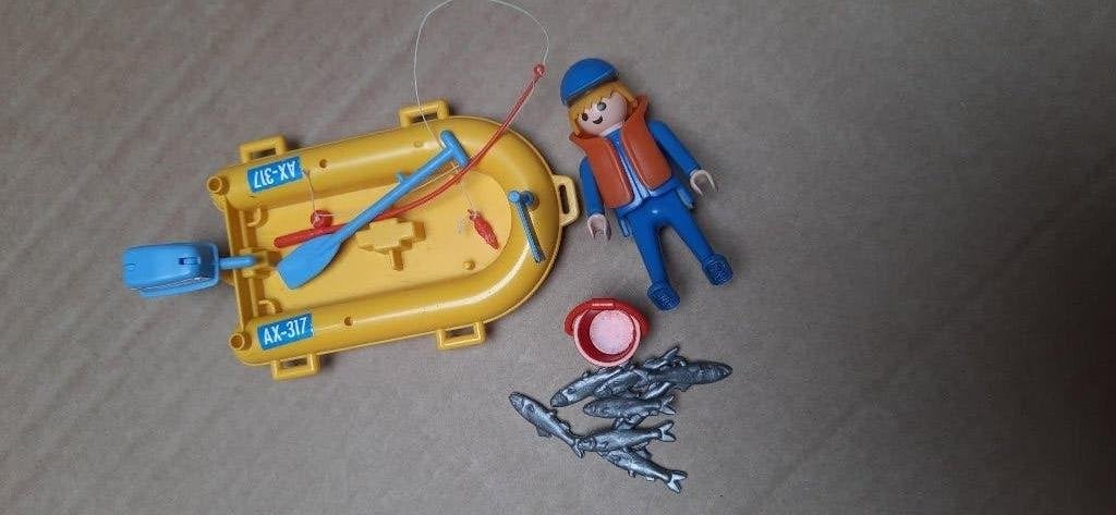 Vintage Playmobil 3574 - Visser in een roeiboot, Kinderen en Baby's, Gebruikt, Complete set, Ophalen of Verzenden, Figuren