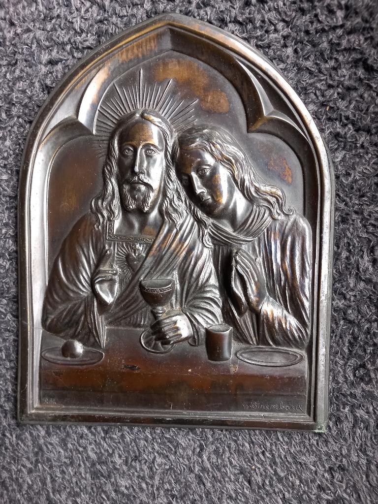 Art Déco - Icône vintage/bronze H. Hart et Mary, Antiquités & Art, Antiquités | Objets religieux, Enlèvement ou Envoi
