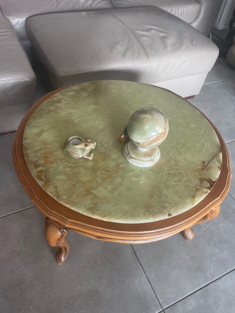 Salontafel marmer, Ophalen, Gebruikt, Rond