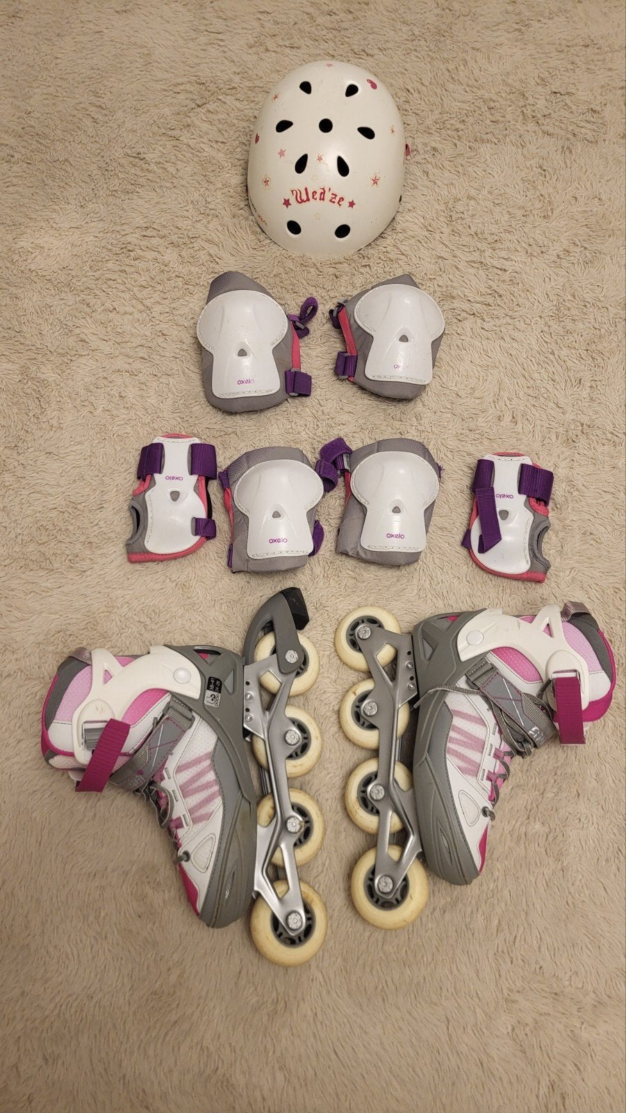 Pack rollers Oxelo Fit 3 réglables 38-41 avec casque, Enlèvement