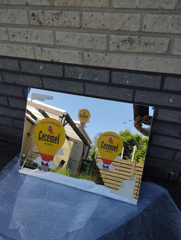 Reclamebord spiegel Cecemel, Ophalen, Reclamebord