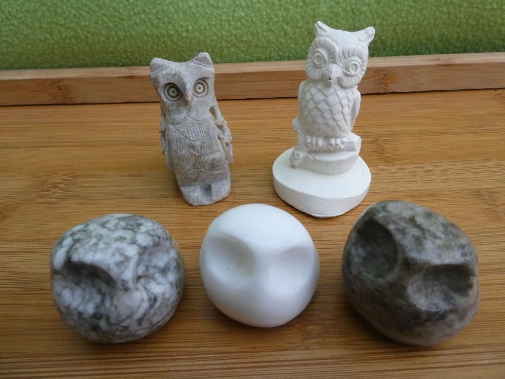 Set van 5 leuke stenen uiltjes, Ophalen of Verzenden, Zo goed als nieuw, Dier
