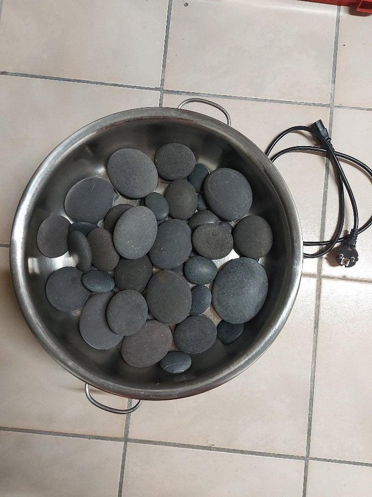 Hotstone heater + set lavastenen, Sport en Fitness, Massageproducten, Ophalen, Gebruikt, Hotstone