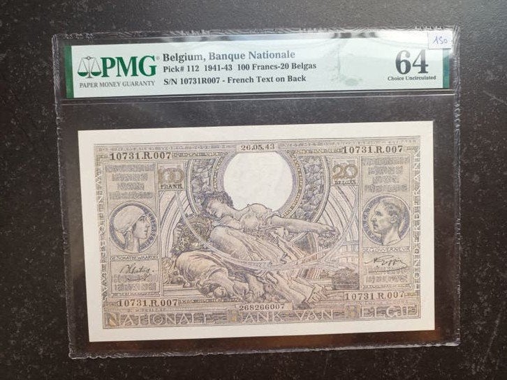 uitzonderlijk biljet 007 in nieuwstaat 100 francs 1943, Ophalen of Verzenden, Los biljet