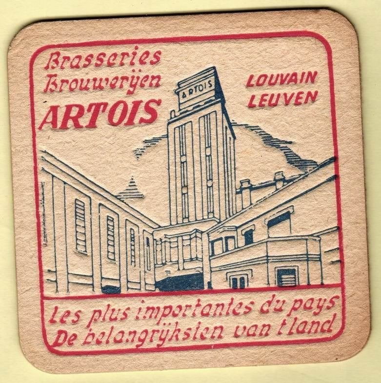 s/b bière Brasserie Artois: 9,5x9,5cm, Enlèvement ou Envoi, Comme neuf, Sous-bock, Stella Artois