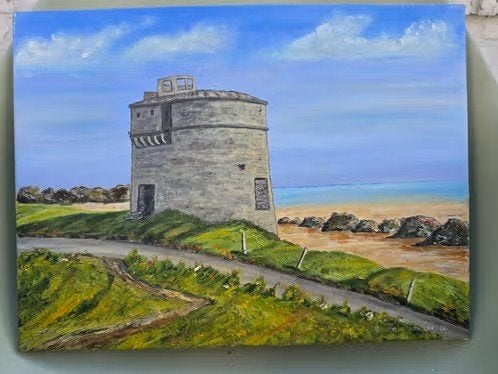 Original Painting Brendan Lawlor (2007) – Martello Tower, Landschap, Ophalen of Verzenden, Olieverf, Gesigneerd