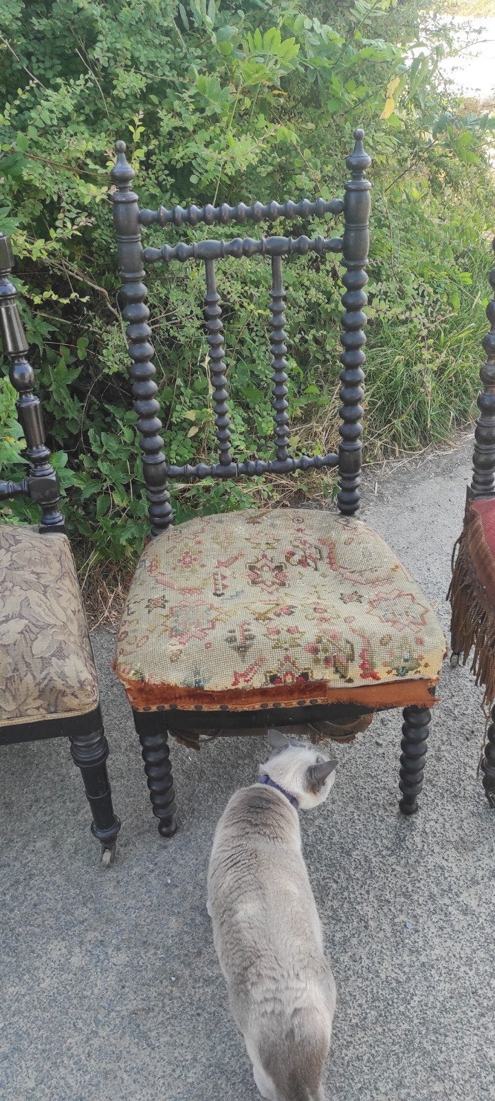 Chaise ancienne Napoléon III 1850 - 1880 Bobbin avec tapis, Antiquités & Art, Enlèvement