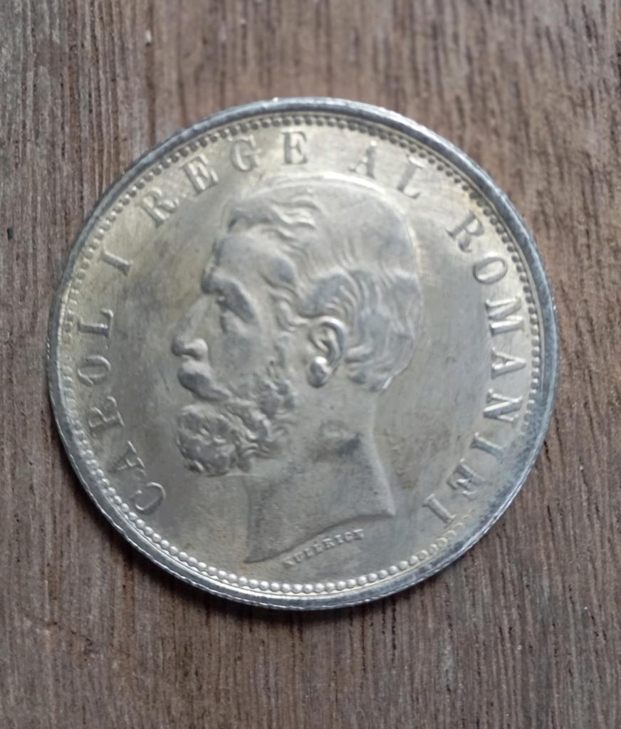 Roemenië 5 Lei 1880 Carol I – Zilveren munt, Ophalen of Verzenden