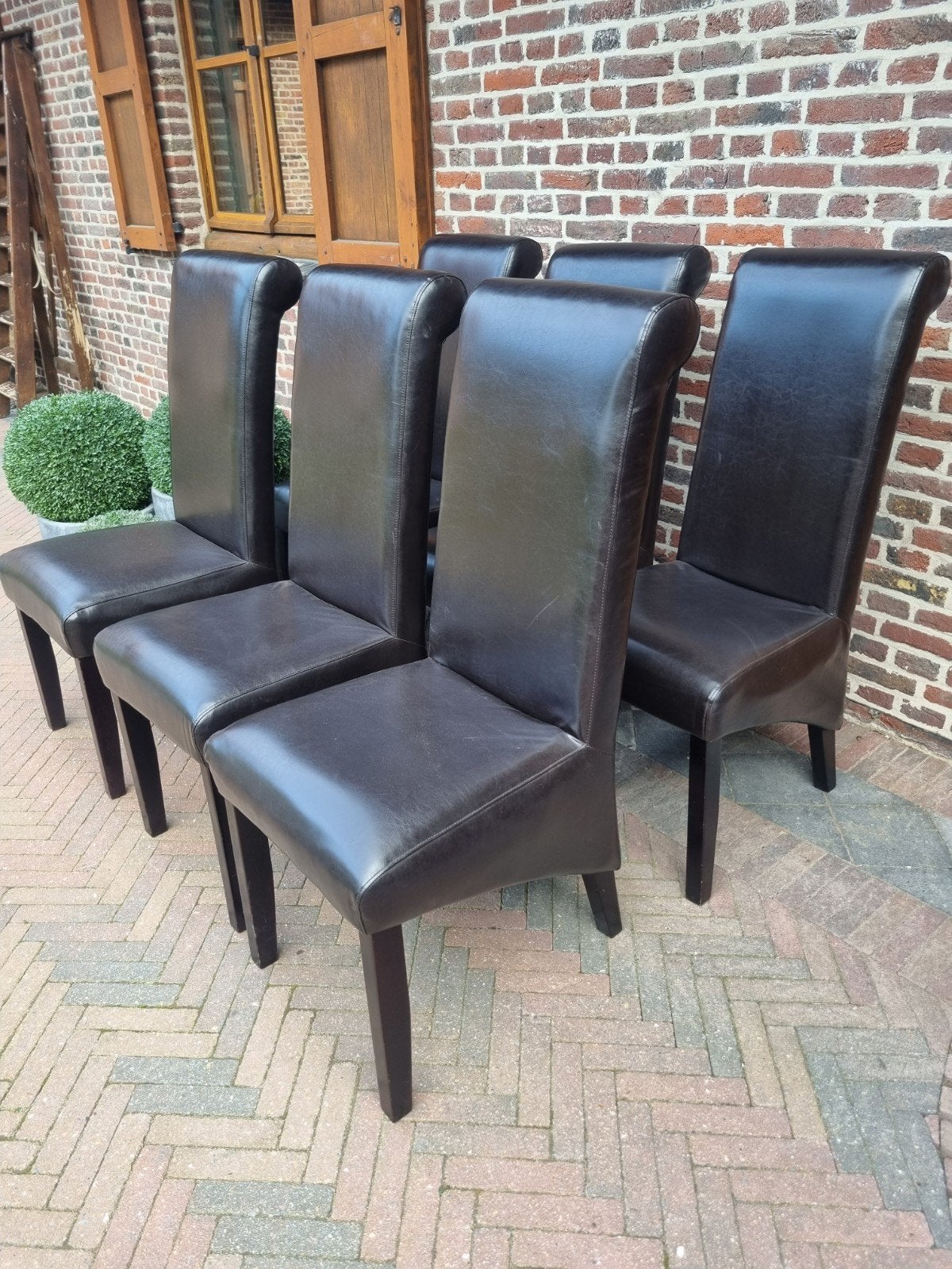 chaises de salle à manger en cuir ART:179/26.4, ., Comme neuf, Brun, Enlèvement