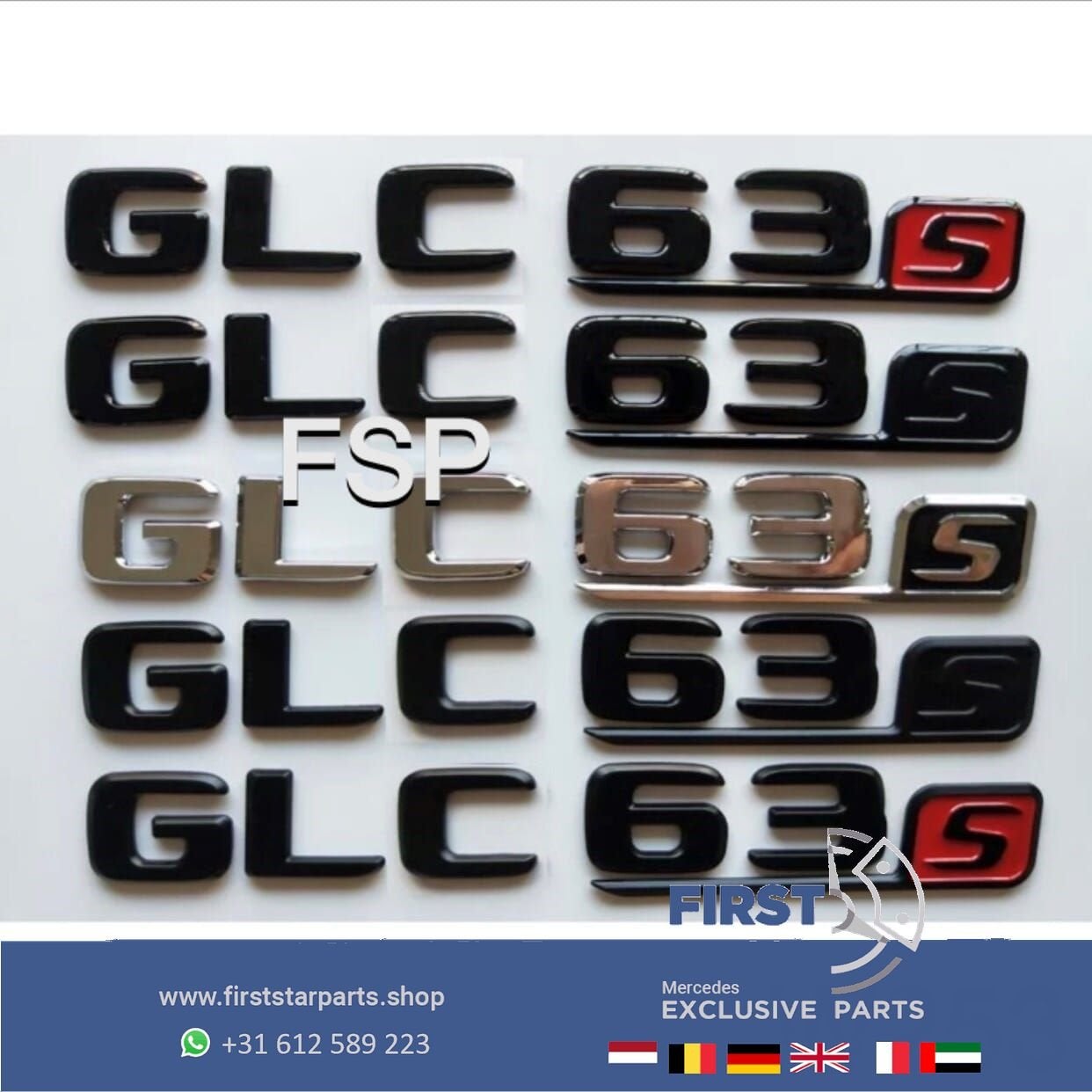 W253 GLC63S EMBLEEM ZWART LOGO Mercedes GLC Klasse 63 S AMG, Gebruikt, -, Ophalen of Verzenden, Achter