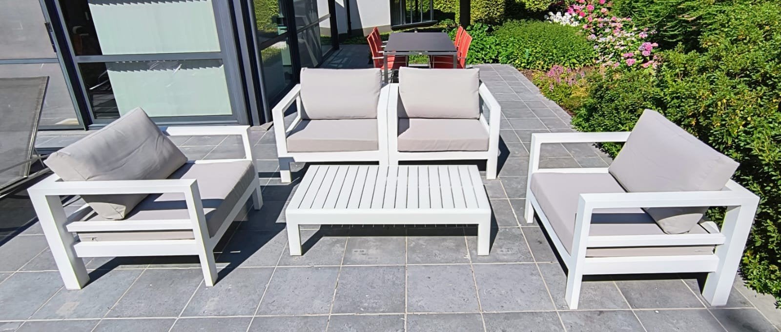 Tuinset 'Life' 4 Loungezetels + tafel + All weather kussens, Enlèvement, Aluminium, Chaise, Salons de jardin