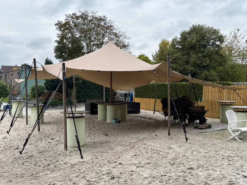 Stretchtent 10x7.5, Tuin en Terras, Ophalen, Zo goed als nieuw