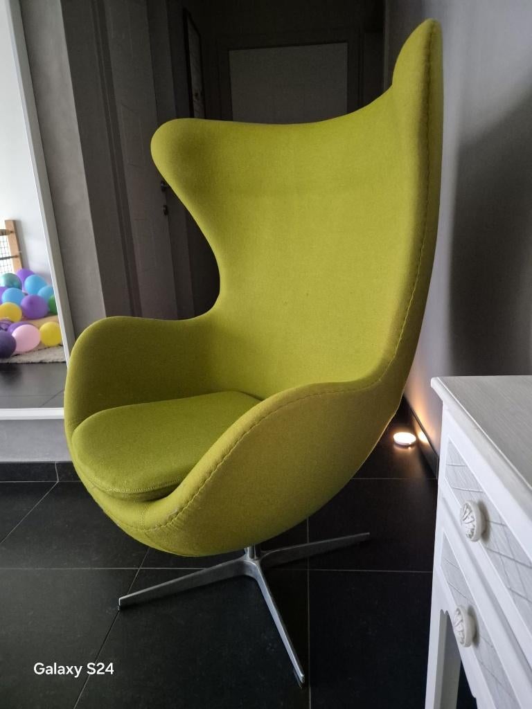 Design fauteuil Egg Chair Groen Kasjmier, Enlèvement, Comme neuf