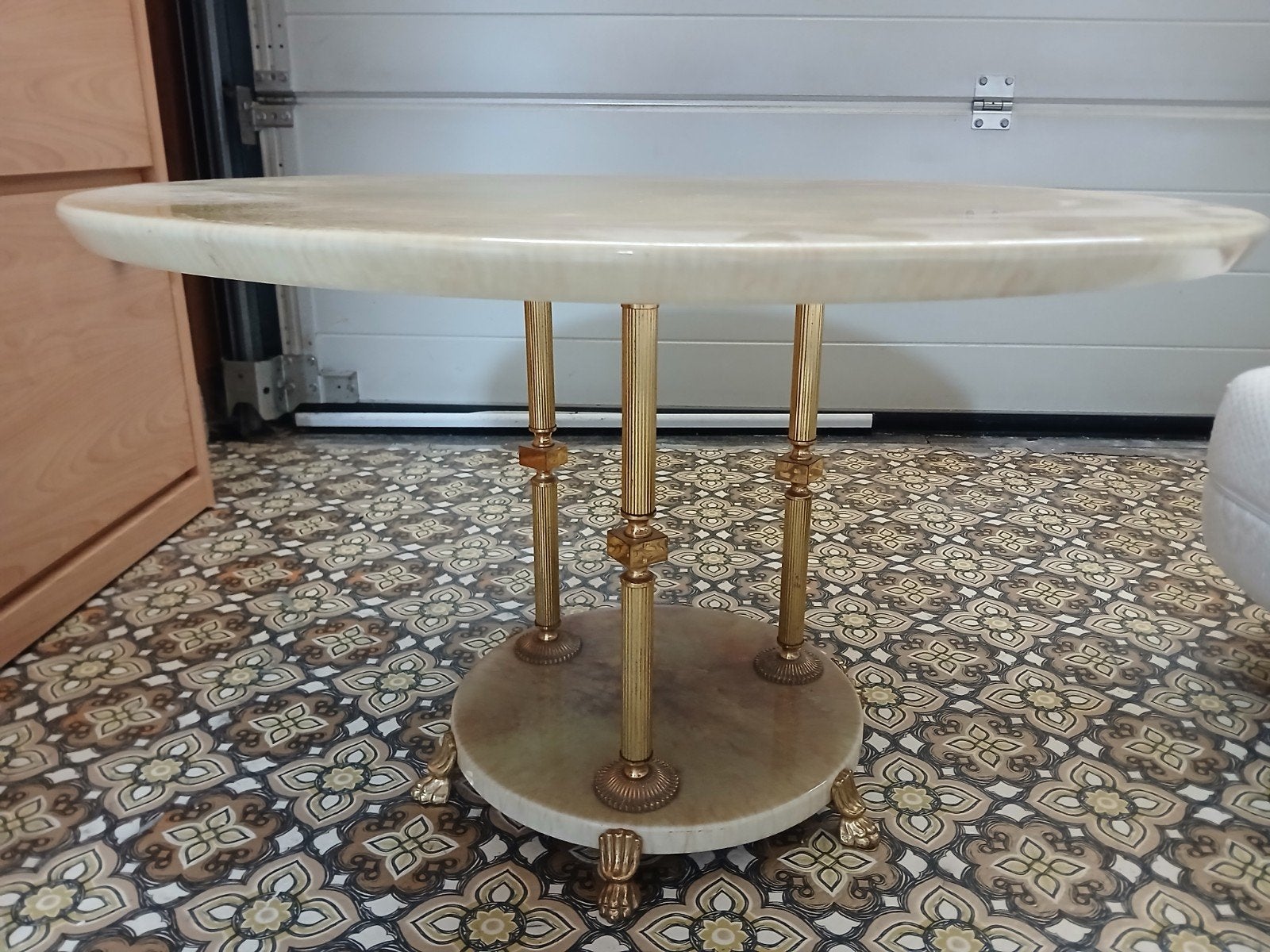 Table basse vintage en laiton et onyx, Enlèvement