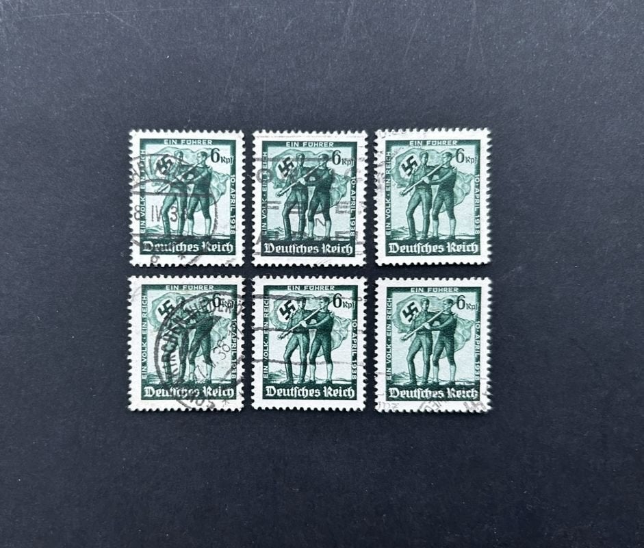 Duitse postzegel 1938 - Volksabstimmung (6st), Verzenden, Duitse Keizerrijk, Gestempeld