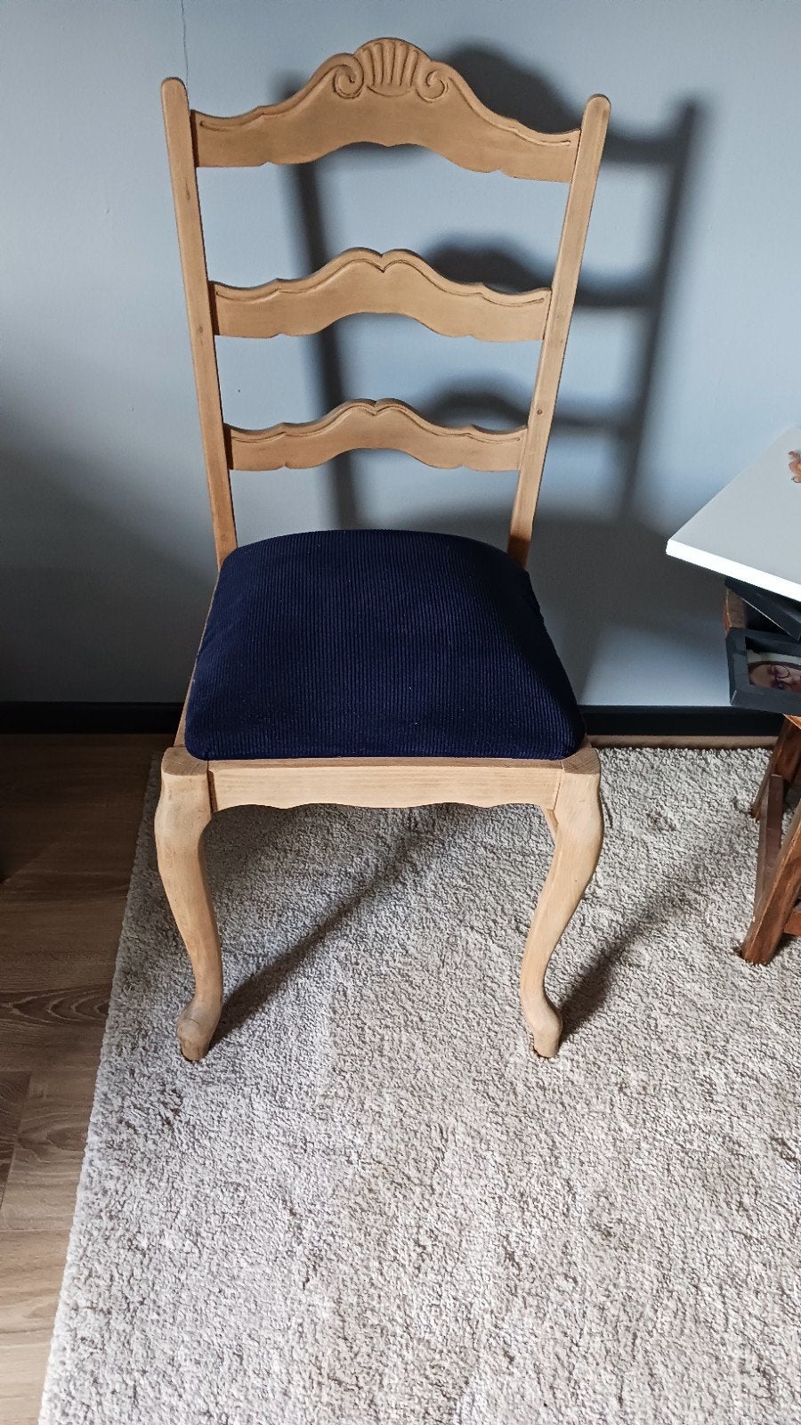 6 eiken stoelen, Maison & Meubles, Chaises, Enlèvement, Comme neuf, Bleu, Bois