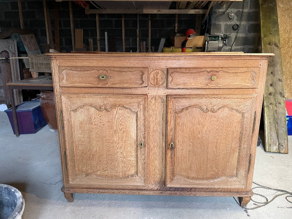 Buffet bas ancien en chêne massif brut – Style Louis XV, 100 à 150 cm, Enlèvement, Utilisé, Style Louis XV