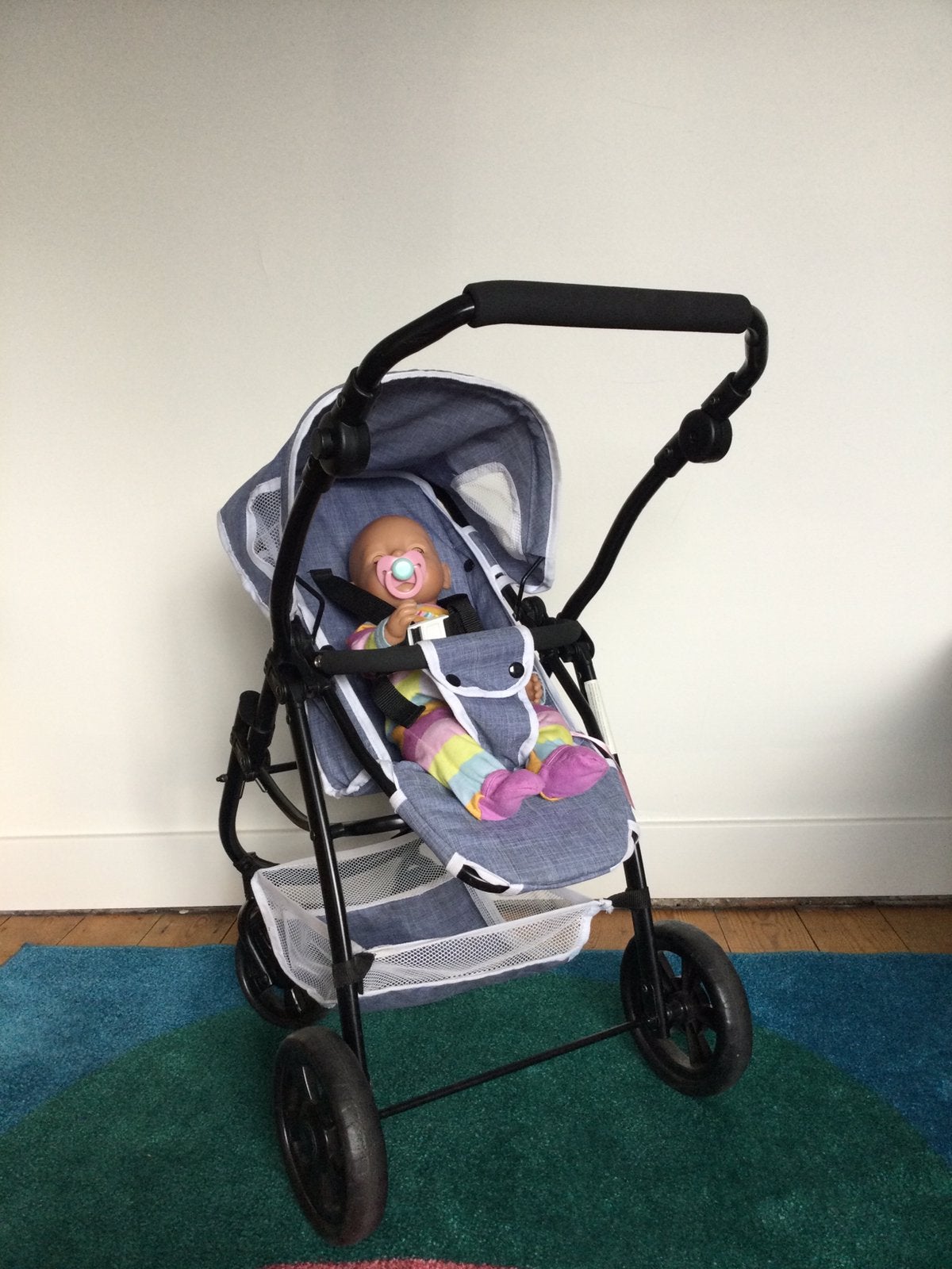 Happyland 3-in-1-poppenwagen (jeans blue) - exclusief pop, Kinderen en Baby's, Ophalen, Gebruikt