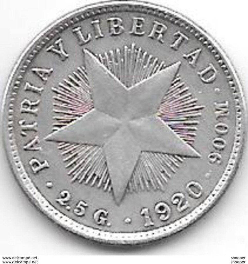 cuba 10 centavos 1920 km A12 xf+ cat val 50 $, Postzegels en Munten, Munten | Amerika, Verzenden, Noord-Amerika, Losse munt