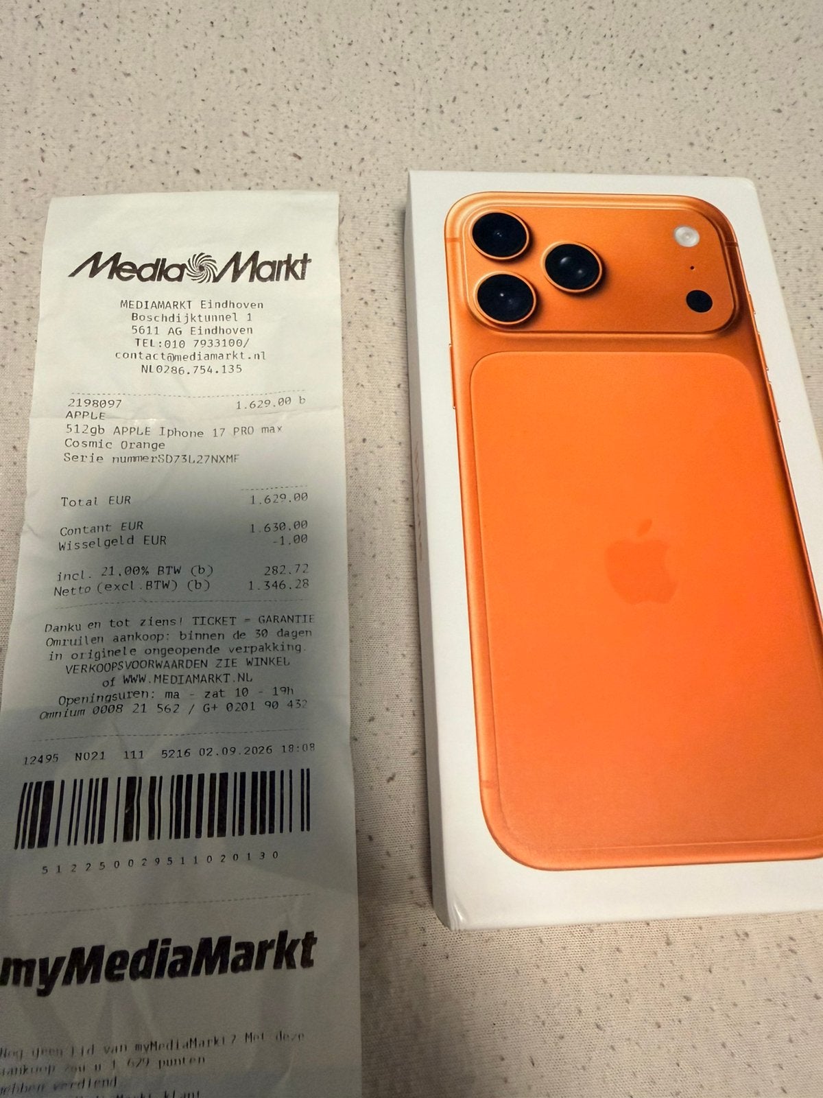 iPhone 17 Pro Max + 11 maanden garantie, Ophalen of Verzenden, Zo goed als nieuw