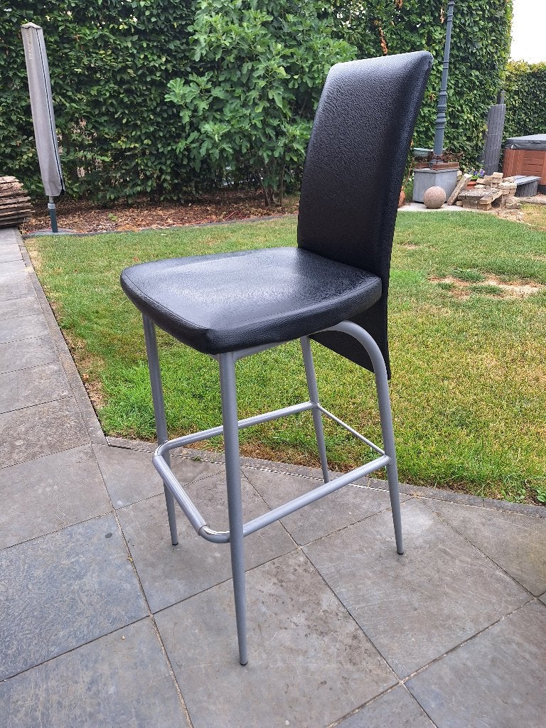 Tabouret de bar/chaise de cuisine, assise en cuir noir, Maison & Meubles, Tabourets de bar, 90 cm ou plus, Avec repose-pieds, 4 tabourets