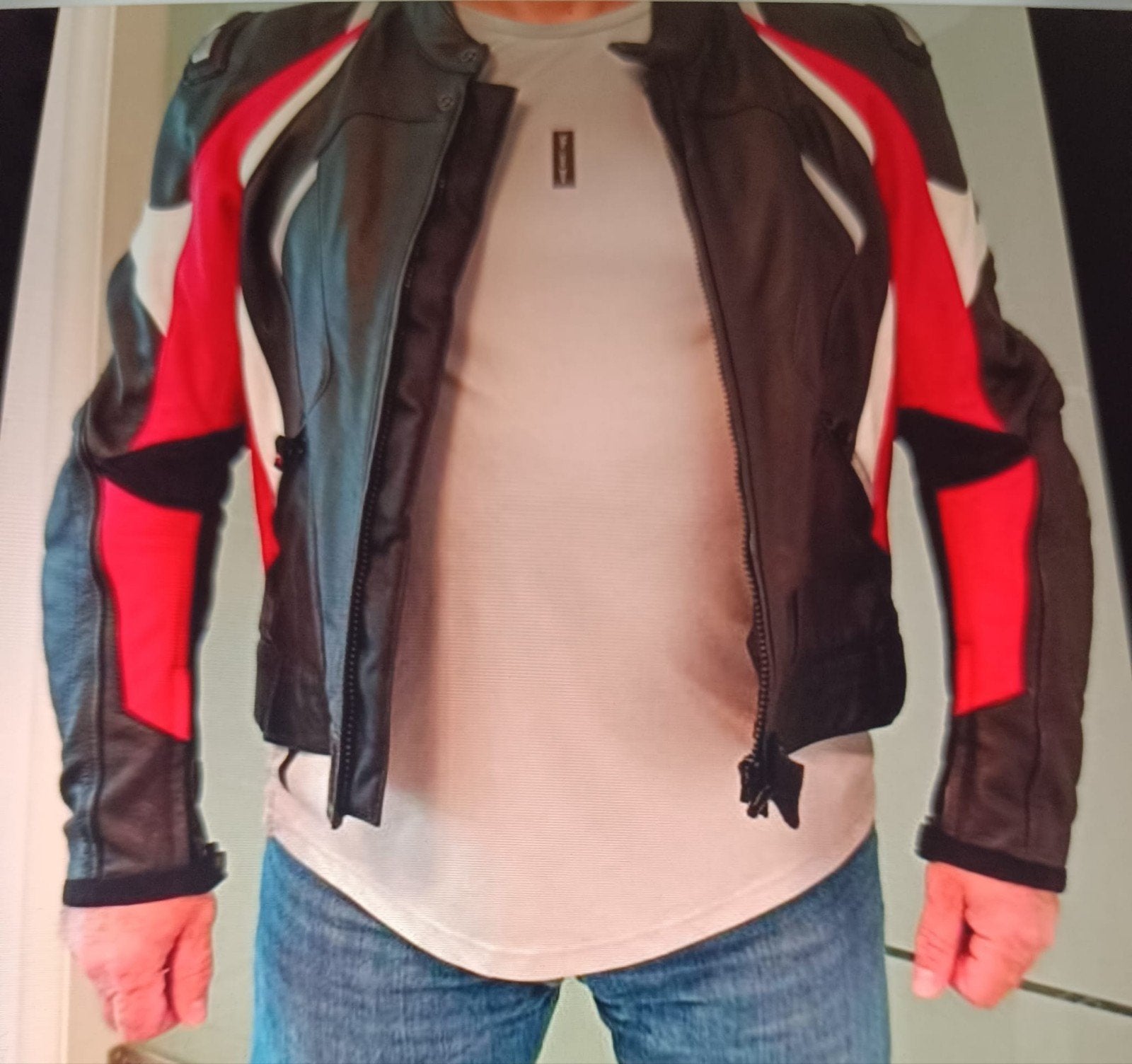 Lederen motorjas heren,maat 58, Motoren, Ophalen, Heren