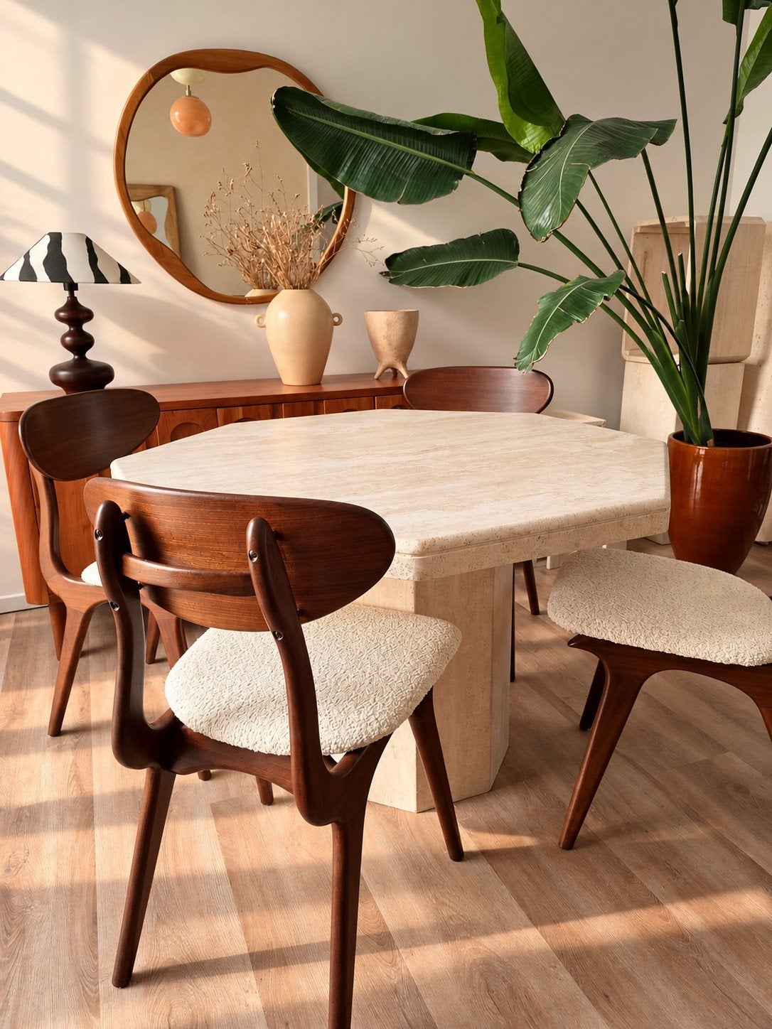 vintage traventin eettafel jaren 70, Huis en Inrichting, Ophalen